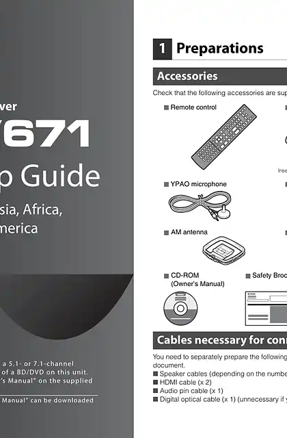 yamaha雅马哈RX-V671 Easy Setup Guide (for Europe, Asia, Africa, Oceania and Latin America)